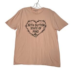 Yellowstone Beth Dutton State of Mind Short Sleeve T Shirt Peach Womens Medium